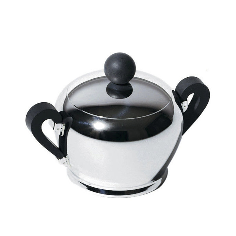 Bombé Sugar Bowl, Stainless Steel/Black
