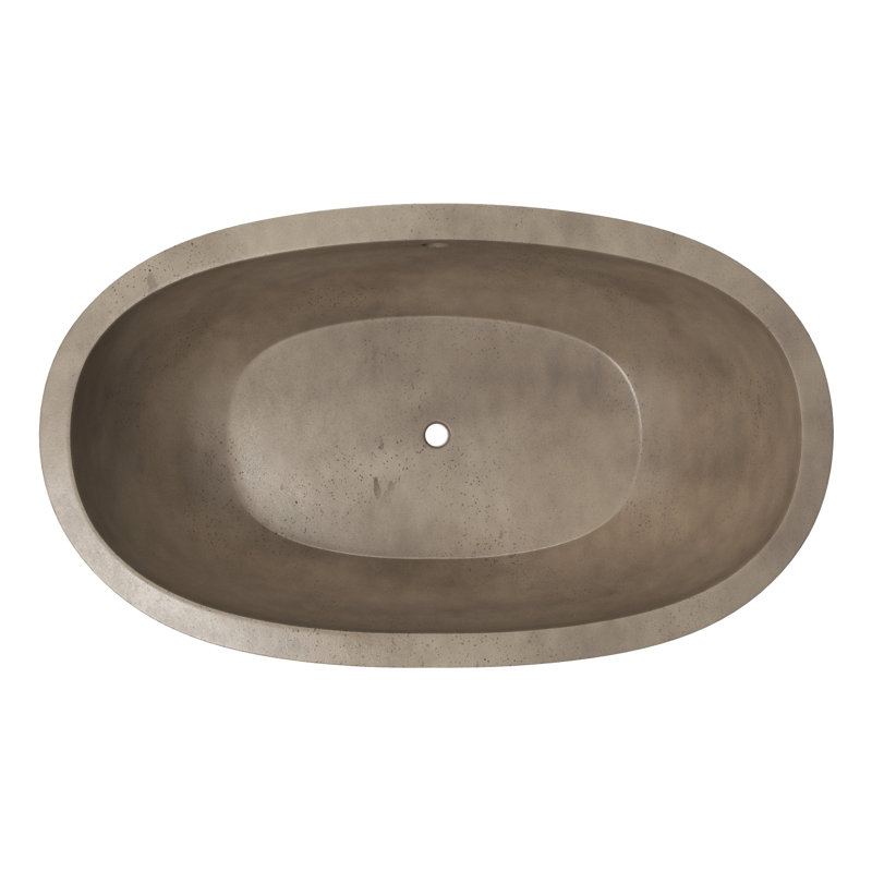 Avalon NativeStone Freestanding Soaking Cement Bathtub, 21" H x 36" W x 62" L, Earth