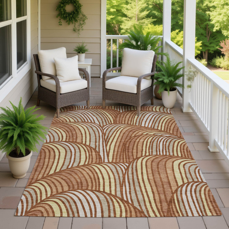 Machine Washable Indoor/Outdoor Chantille ACN2546 Mid-Century Modern Rug, 8' x 10', Paprika