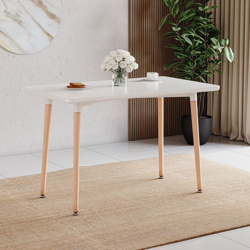 Braydon Beech Solid Wood Base Dining Table, White