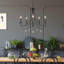 Lustre Empire moderne à 5 lumières noir de 62 cm de large, style bougie, avec accents de cristal, homologué UL