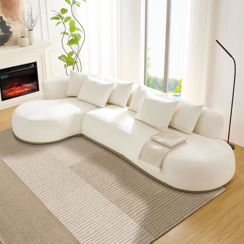 Canapé modulaire en L surdimensionné de 134,63 po avec méridienne à gauche et siège profond pour salon, Beige