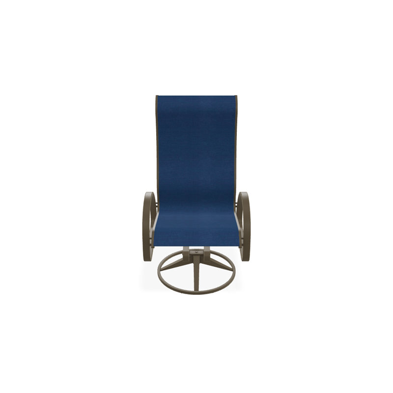 Fauteuil de patio pivotant Hiraku, Bois de plage texturé, Cobalt 35D Sunbrella®