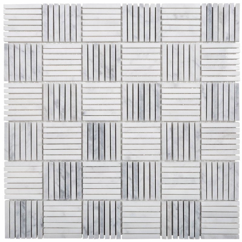 12" x 12" Marble Grid Mosaic Wall & Floor Tile