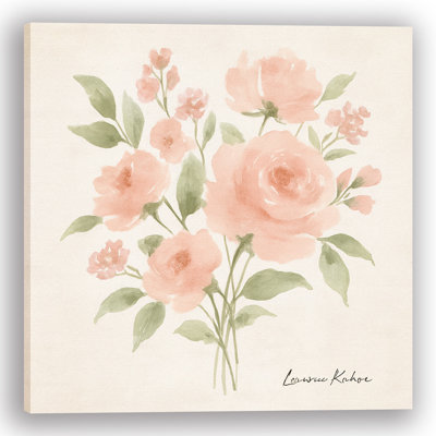 "Blush Garden Rose" Wrapped Canvas Print