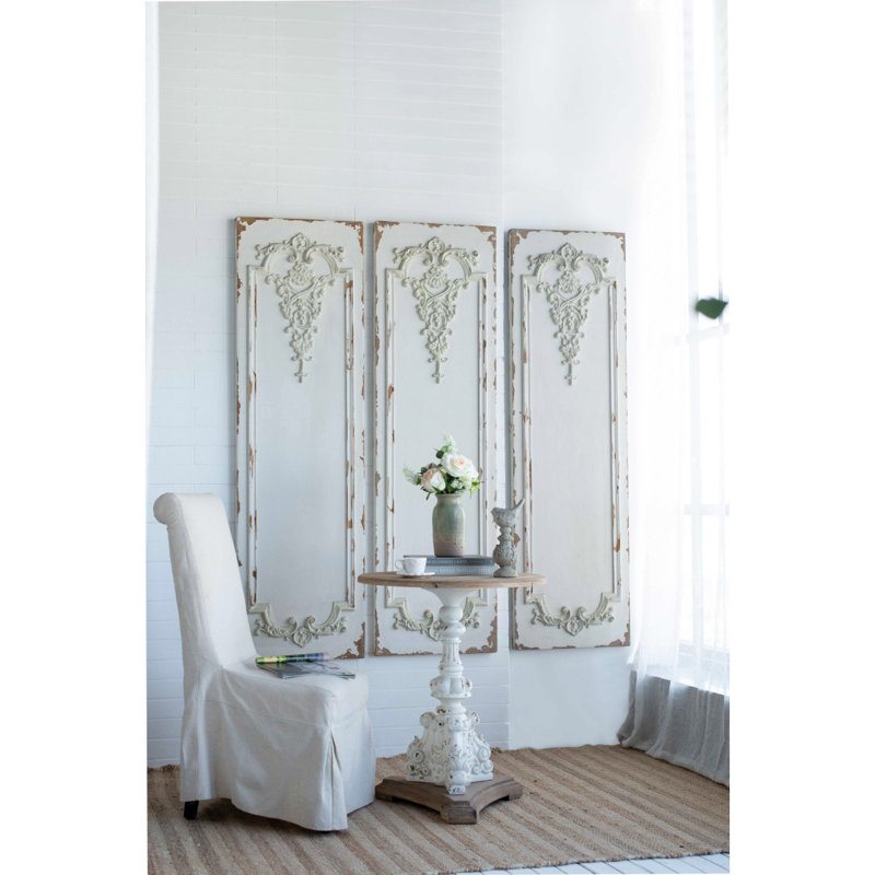Ensemble de 3 grands panneaux muraux blancs, sculpture murale rectangulaire, décoration murale pour salon, salle à manger, bureau, chambre à coucher, 21 po x 71 po