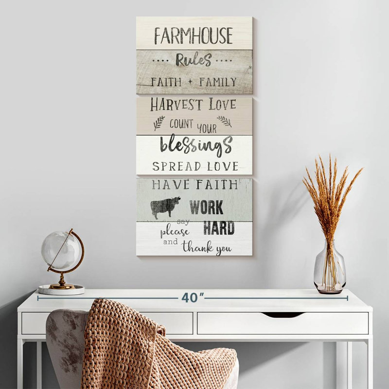 Plaque murale Farmhouse Rules, H 32 po x l 15 po