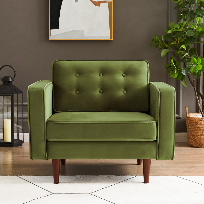 Fauteuil en velours 37,5 po, Vert olive
