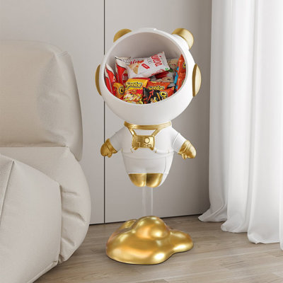 Modern White Astronaut Side Table Floor Figurine End Table Storage Decoration