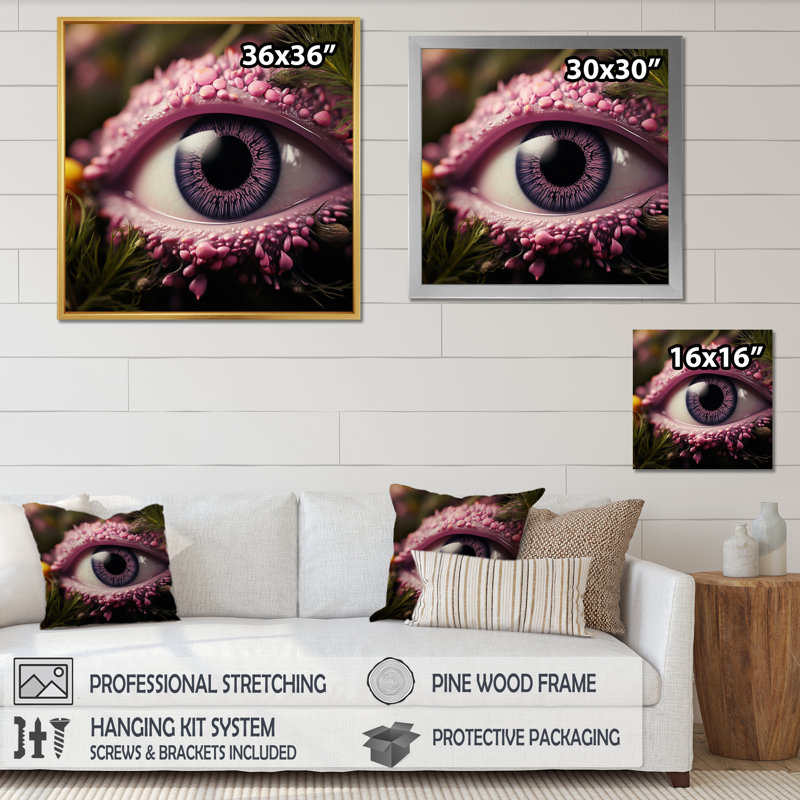 «Pink Vision Eye With Magical Pupil», reproduction d'art sur toile, H 30 po x l 30 po x P 1 po, Cadre flottant noir