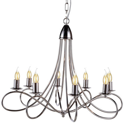 Macarthur 8-Light Dimmable Steel Candle Style Chandelier 