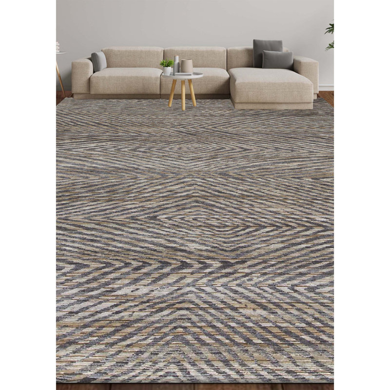 Tapis gris de haute qualité noué à la main