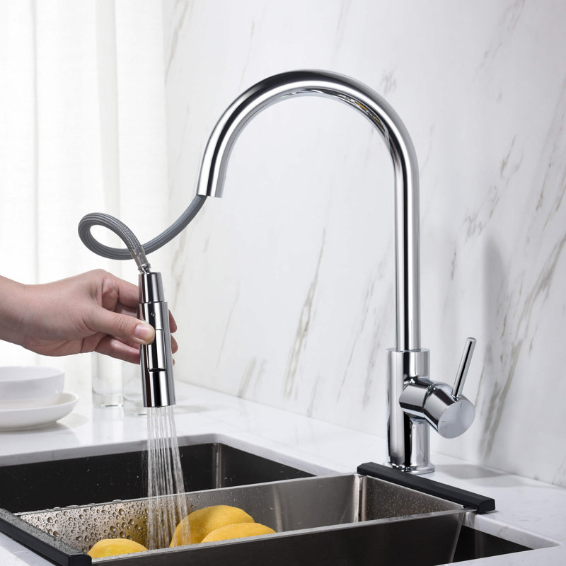 KIBI Circular Pull Down Kitchen Faucet, Chrome