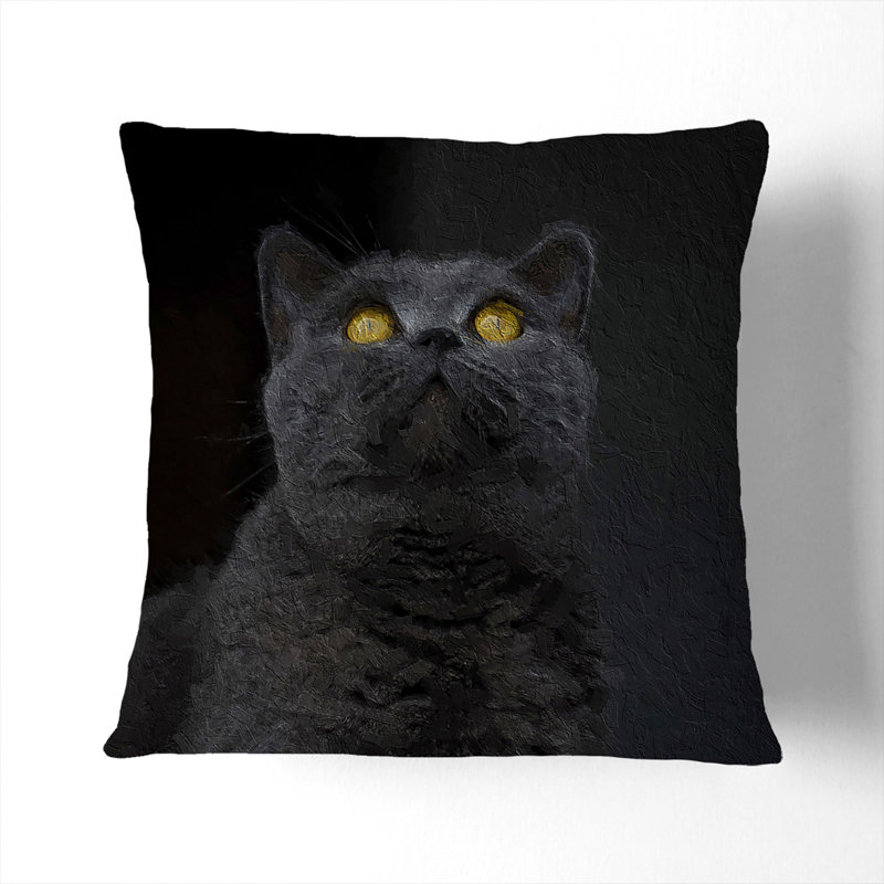 British Shorthair Cat In The Shadows Square Throw Cushion, 55cm H x 55cm W x 20cm D