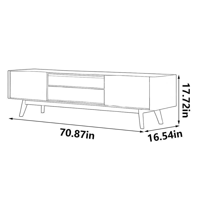 Meuble télé luxueux en noyer noir clair, 70.87"