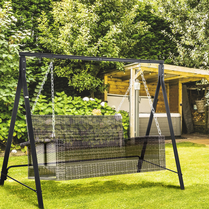 Playground Swing Frame, 528 Lbs Capacity, Black, For Various Hanging Chair Types Patio Stand, Suited Multiple Chairs