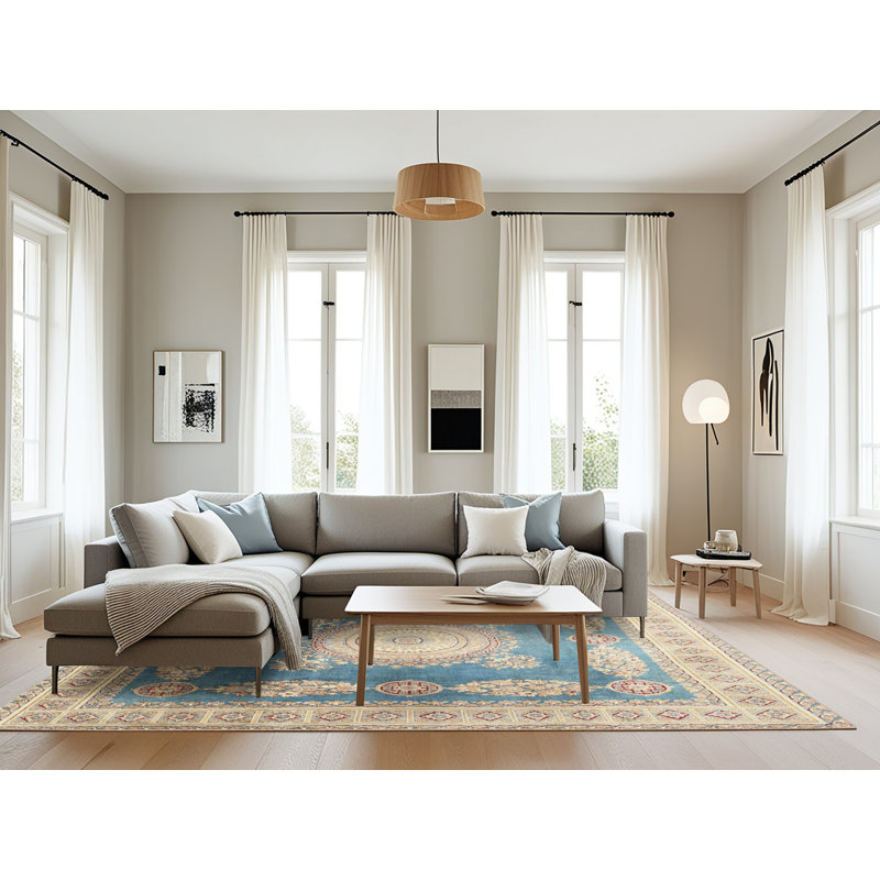 Tapis oriental bleu / beige, Rectangle 8 pi x 10 pi