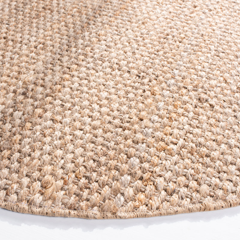 Tapis à motif géométrique en jute naturel touffeté à la main Carolene de Erroll Pollux, Rond 10 pi