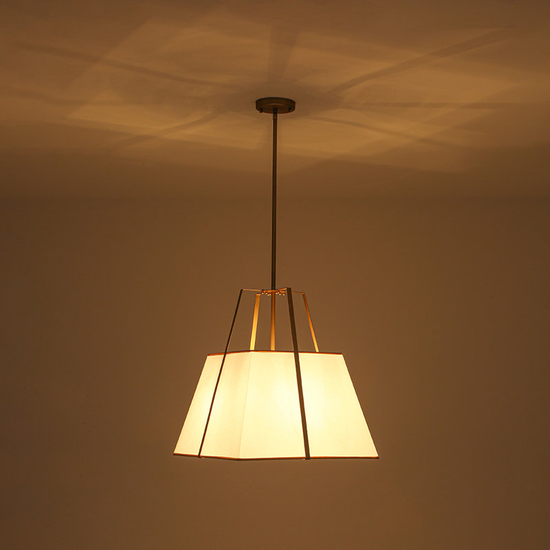 Luminaire suspendu géométrique trapézoïdal en lin à 4 lumières Nyjel