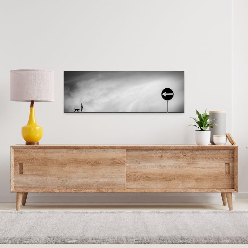 «Man Dog», virage à gauche, art dramatique minimaliste abstrait, paysage, nature, H 12 po x l 36 po