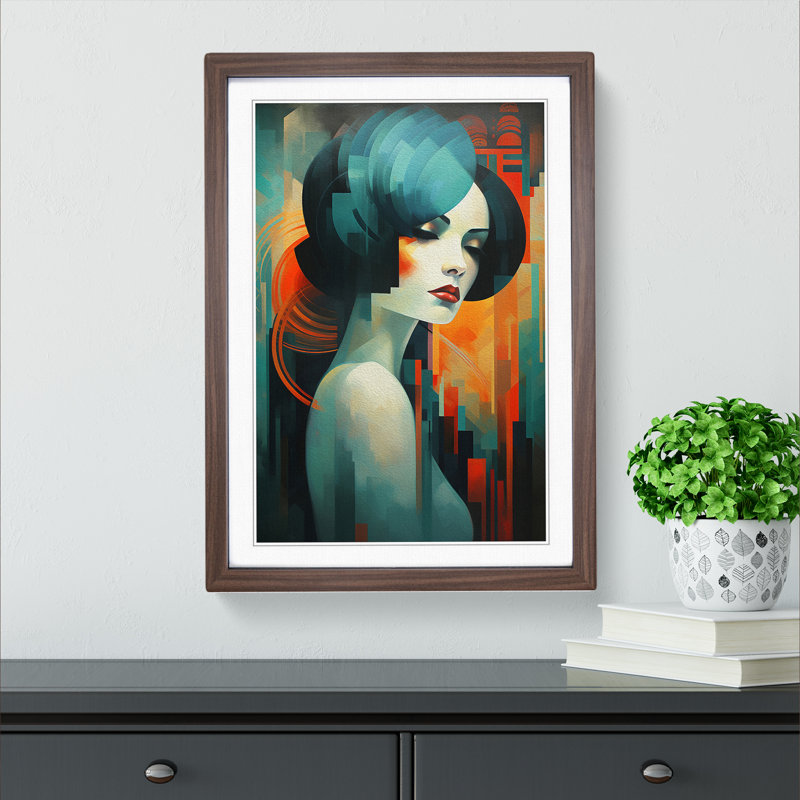 Single Picture Frame Print on Wood, 46cm H x 34cm W, Walnut Framed