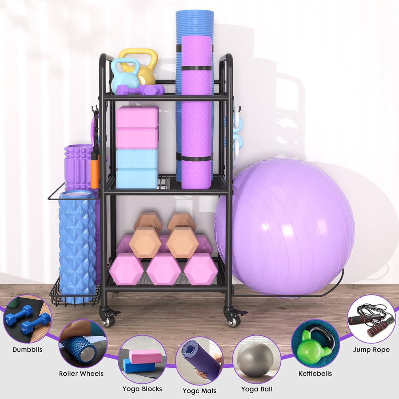 Gym Storage Rack Exercise Equipment Storage Organizer