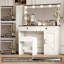 Coiffeuse, coiffeuse avec grand miroir et bande lumineuse à DEL (avec tabouret)-843234683