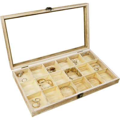 Vitrine de rangement en bois avec couvercle en verre trempé