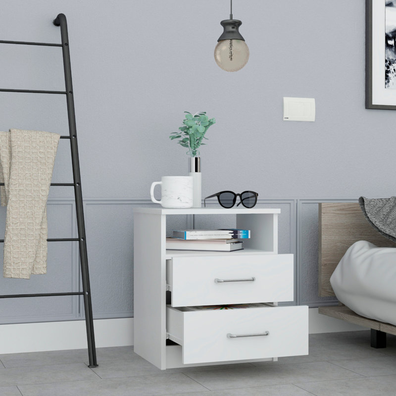 Table de chevet de style contemporain, Blanc