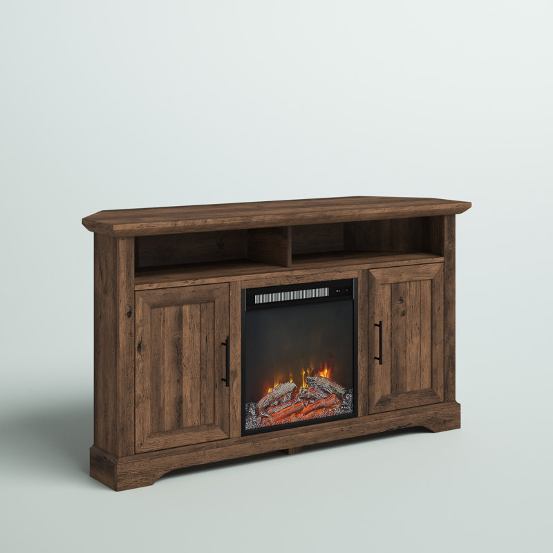 Yolanda 54" TV Stand with Electric Fireplace, Rustic Oak