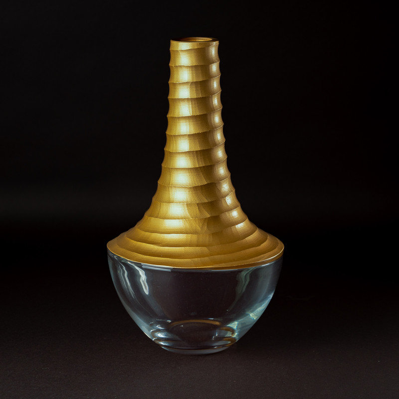 Twisted Gold Series Lead Free Crystal Vase 10" X 10" X 15" (5 lbs)