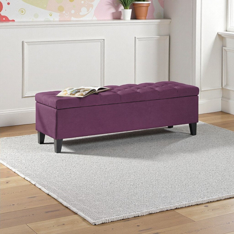 Banc de rangement avec repose-pieds 51 po, Mauve