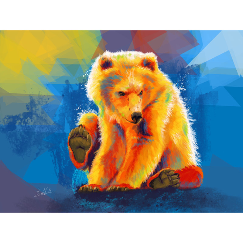 Play With A Bear Print, 17.25" H x 21.25" W, Black Framed Paper