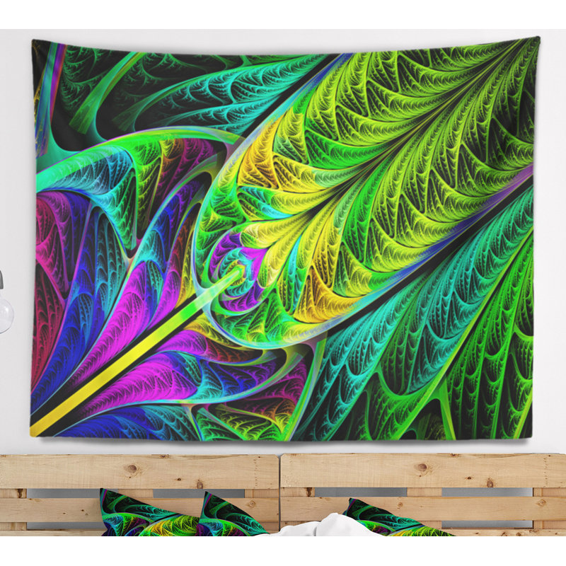 Tapisserie de texture abstraite en verre coloré vert, H 50 po x l 60 po