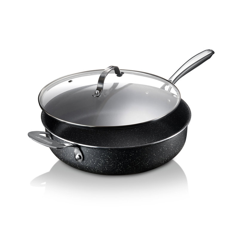 Granitestone 5.5 Quart Black Nonstick Aluminum Jumbo Cooker with Glass Lid