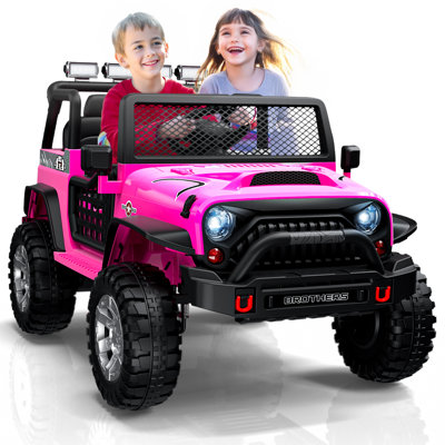 12V Kids Electric Ride-On Car, 2 Seater With Remote Control, Music, Led Lights, Gift For Kids Ages 3-8