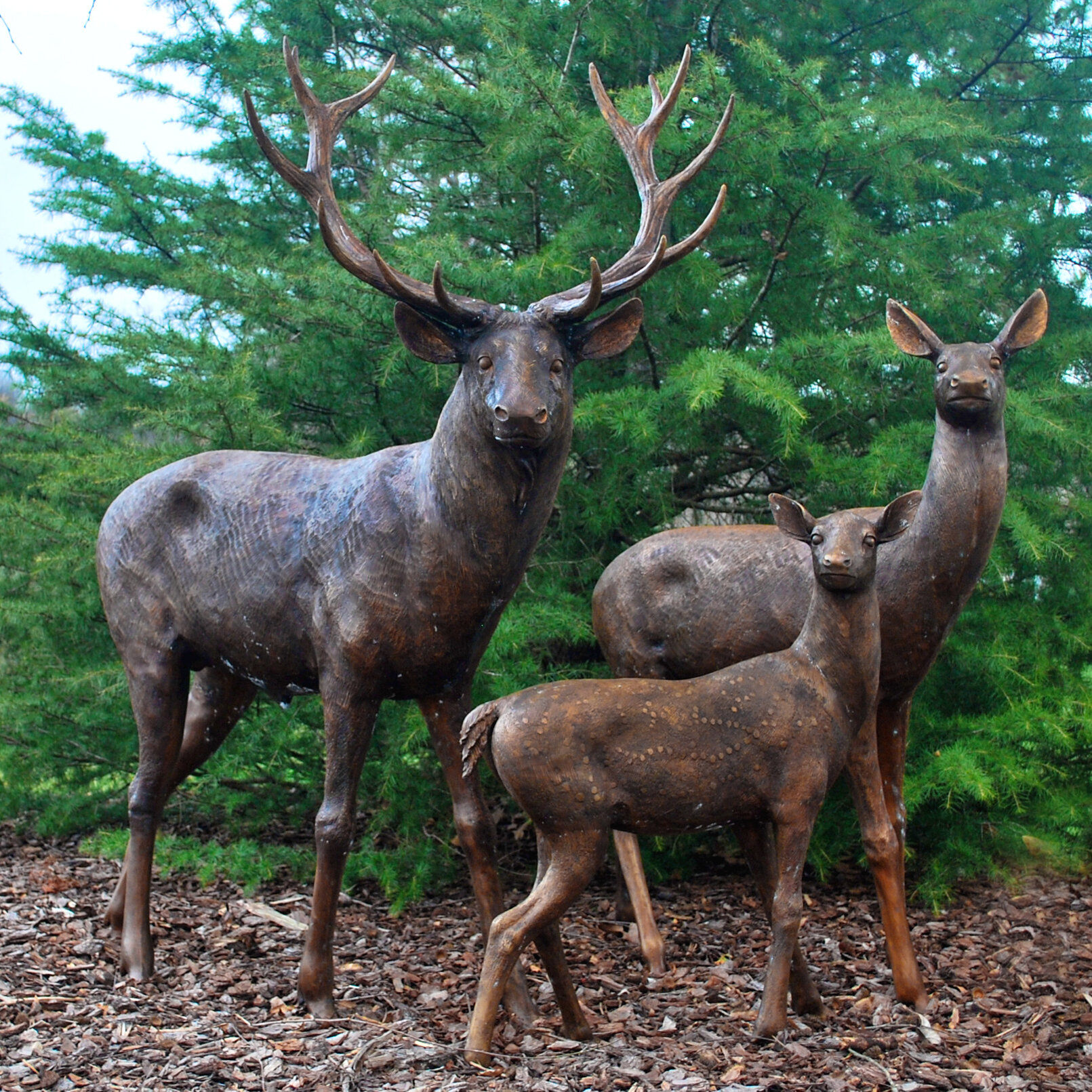 Metropolitan Galleries Bronze Deer Family Sculpture | Wayfair