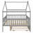 Full Size Wooden House Bed with Twin Size Trundle, Classic Gray, Sturdy Wooden Frame, Space-Saving Design-1929518694-1929518690