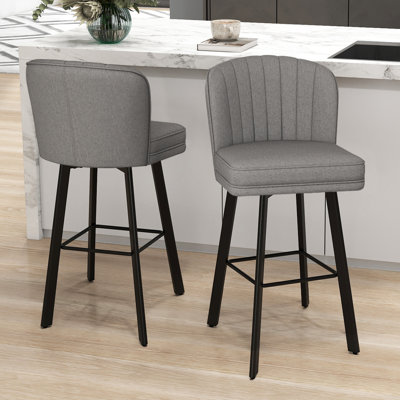 26" Swivel Counter Height Bar Stools With Backs For Kitchen Island
