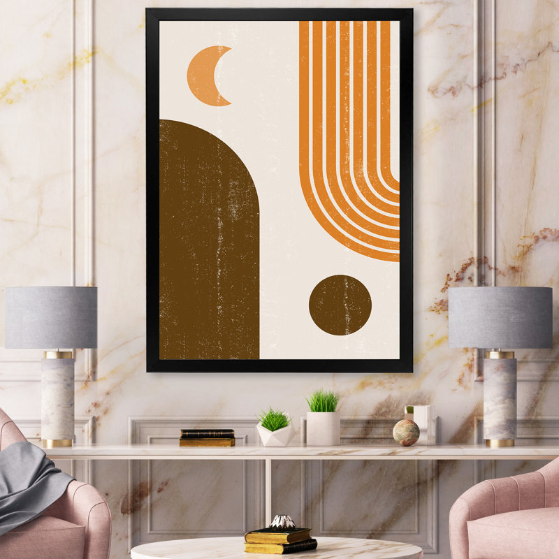 Abstrait arc-en-ciel géométrique dans des tons de terre - reproduction de cadre photo sur toile, H 32 po x l 16 po x P 1 po