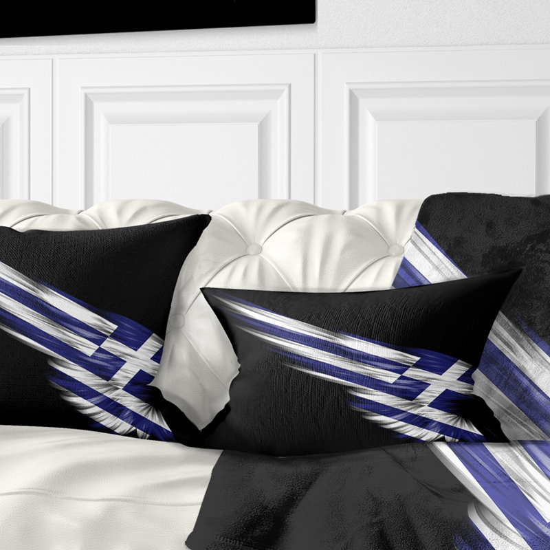 Wing with Greece Flag - Maps Printed Pillow