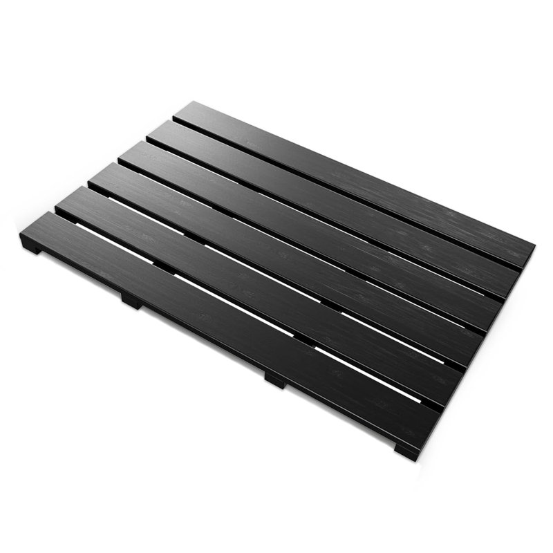 Bamboo Duckboard Bath Mat Anti Slip Mat Spa Bath Shower Bathroom Decor Bath Mat 60 X 35 X 3 Cm Black Shower Mat