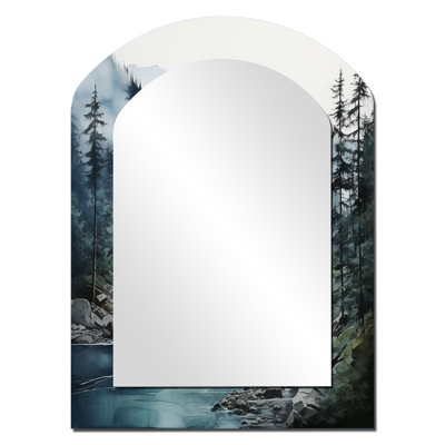 Décoration murale miroir gris gris bleu minimalisme Forest Reflections II