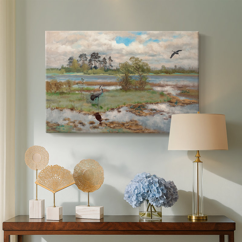 Cranes in the Marsh-Bruno Liljefors-Gallery Wrapped Canvas-1893, 24 x 36