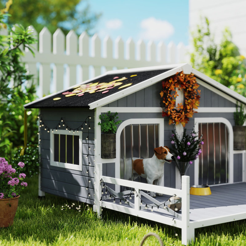Niche pour chien en bois Campa, Gris/noir