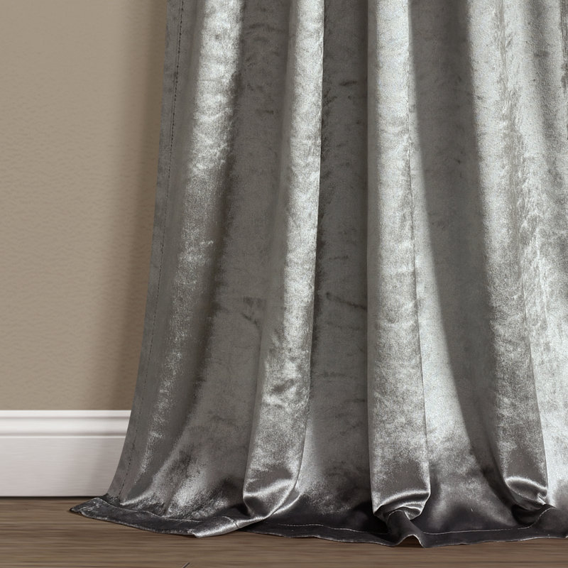 Paire de rideaux unis semi-transparents avec passe-tringle, Argent