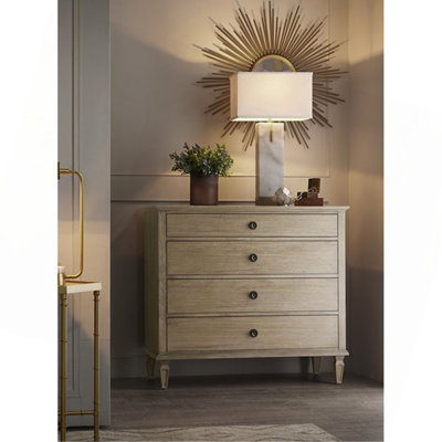 Vintage 4-Drawer Light Wood Dresser With Decorative Legs - Bedroom Storage Chest