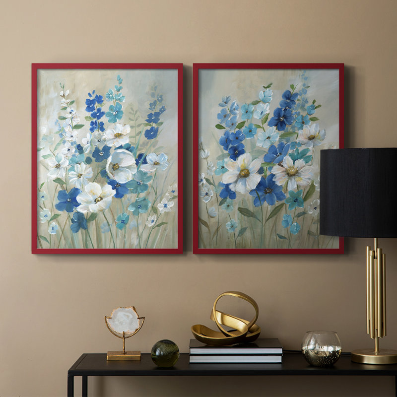 Impression encadrée Blue Garden I-Premium - prête à être accrochée - aucun clou requis - aucun clou requis, Rouge
