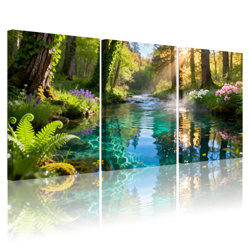 Ensemble de 3 impressions sur toile, paysages et paysages urbains, H 18 po x l 36 po