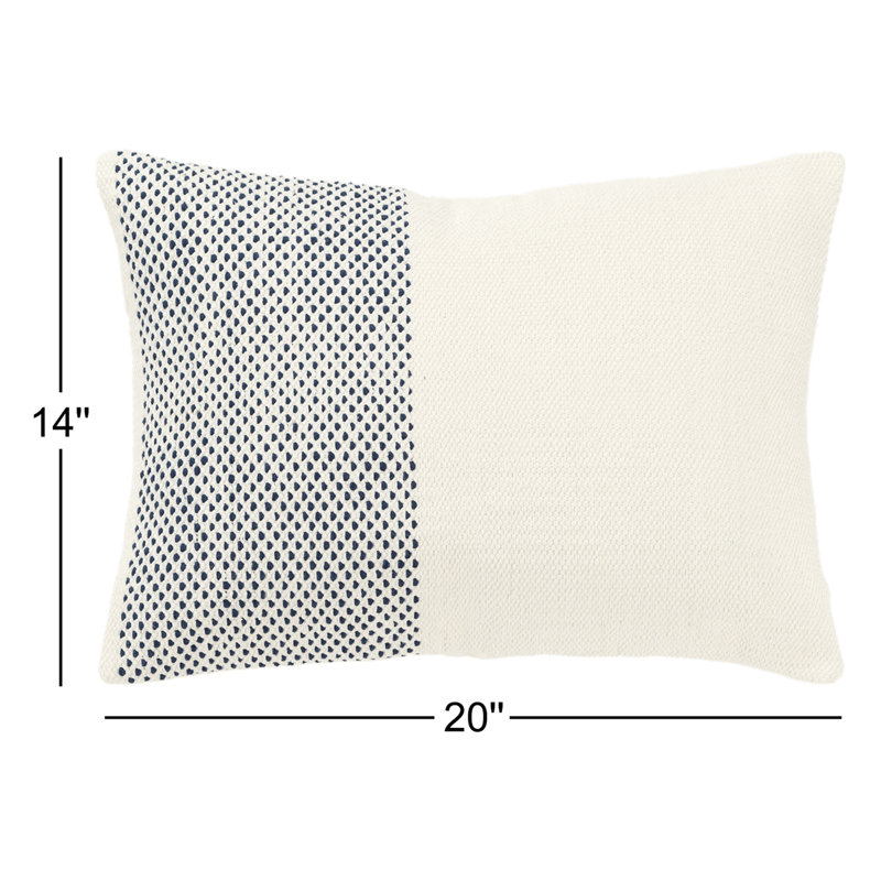 Housse et insert de coussin rectangulaire 100% coton Farina, Ivoire / bleu